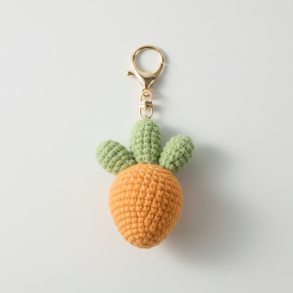 Hand-Crochet Carrot Keychain - Cute Yarn Accessory