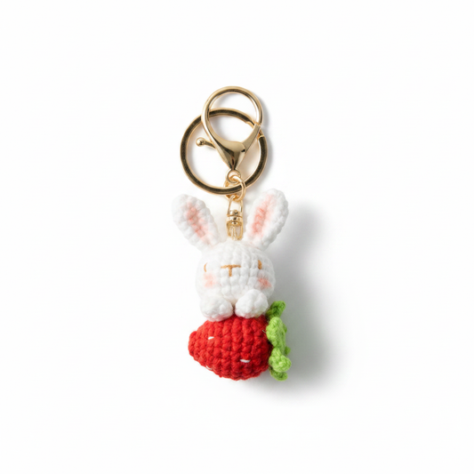 Hand-Crochet Bunny Yarn Keychain for a Hoppy Day