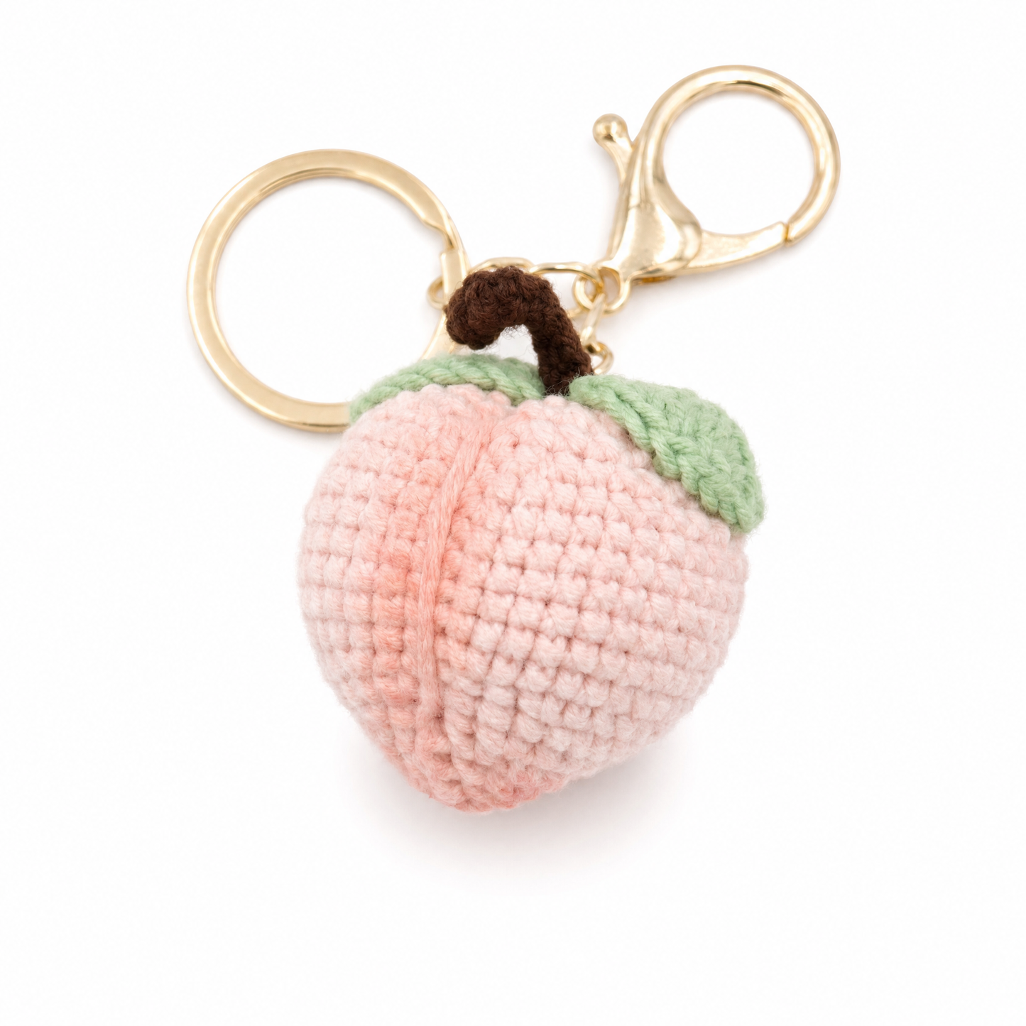 Hand-Crochet Peachy Keen Keychain - Adorable Fruit Charm for Keys & Bags