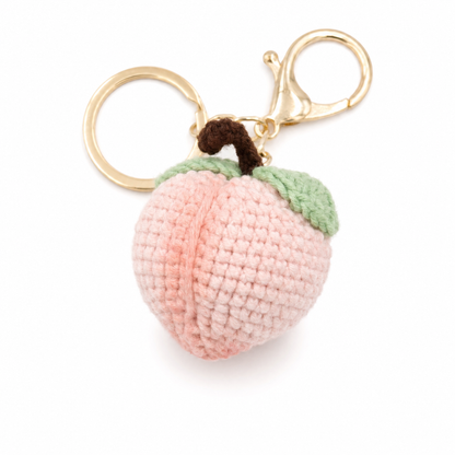 Hand-Crochet Peachy Keen Keychain - Adorable Fruit Charm for Keys & Bags