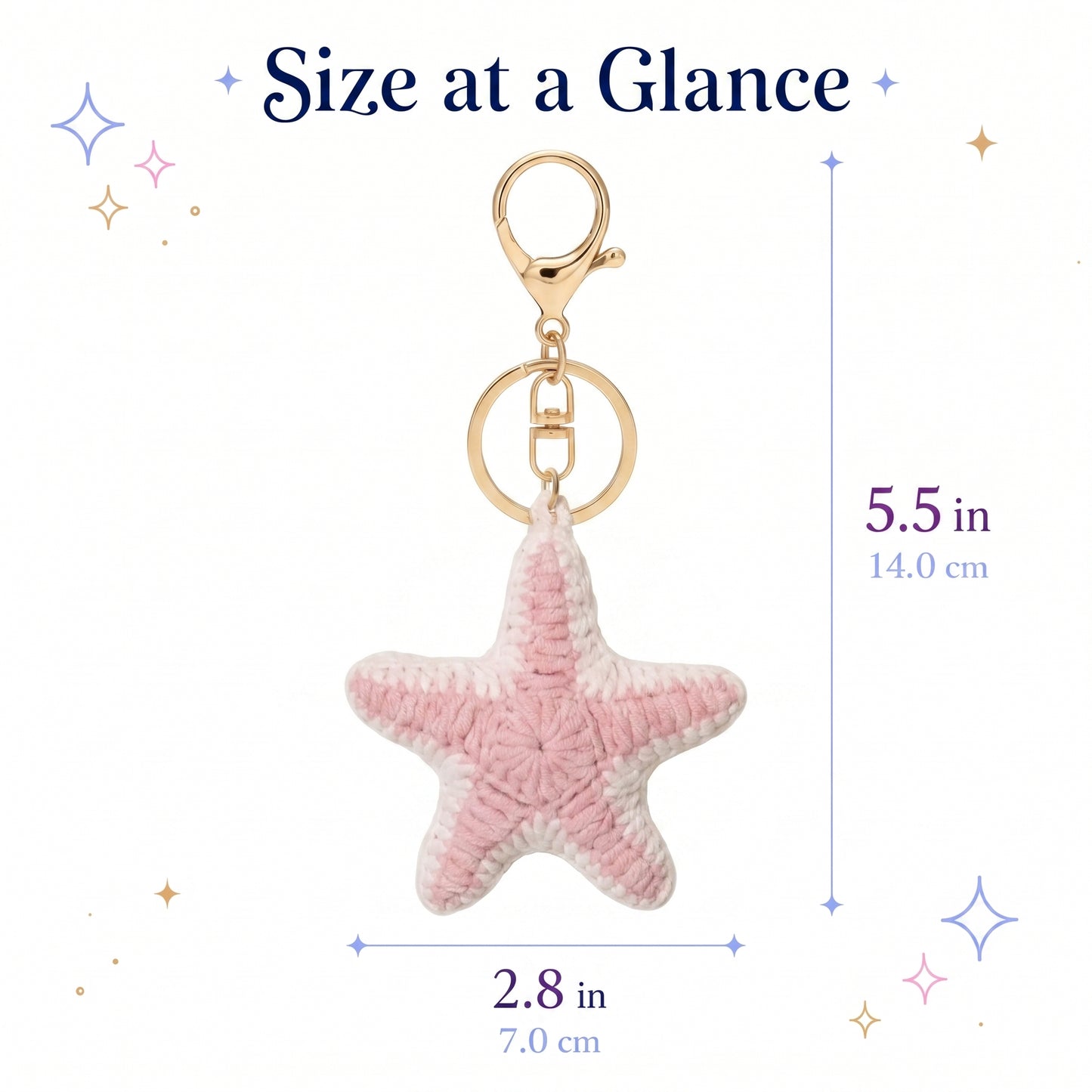 Handmade Crochet Starfish Keychain – Pink Ocean Bag Charm