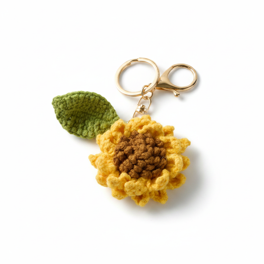 Hand-Crochet Sunshine Bloom Sunflower Keychain for a Bright Touch