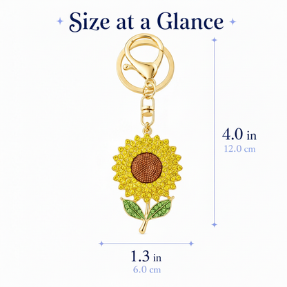 Rhinestone Sunflower Keychain – Sparkly Flower Bag Charm