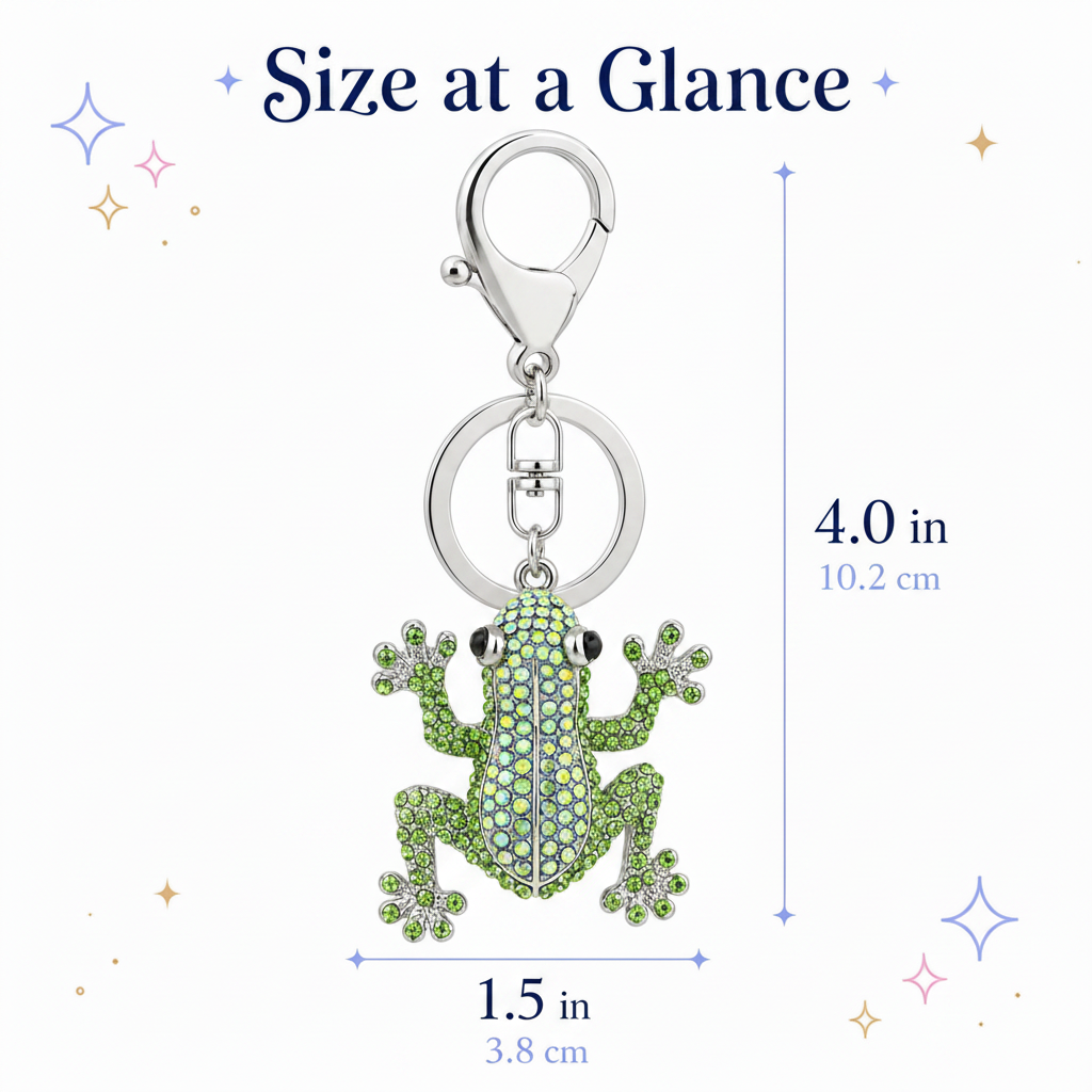 Rhinestone Green Frog Keychain – Sparkly Bag Charm