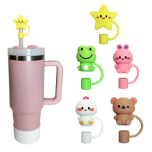 Load image into Gallery viewer, 10mm-Animal-Silicone-Straw-Top-Cover-for-Stanley-Tumblers
