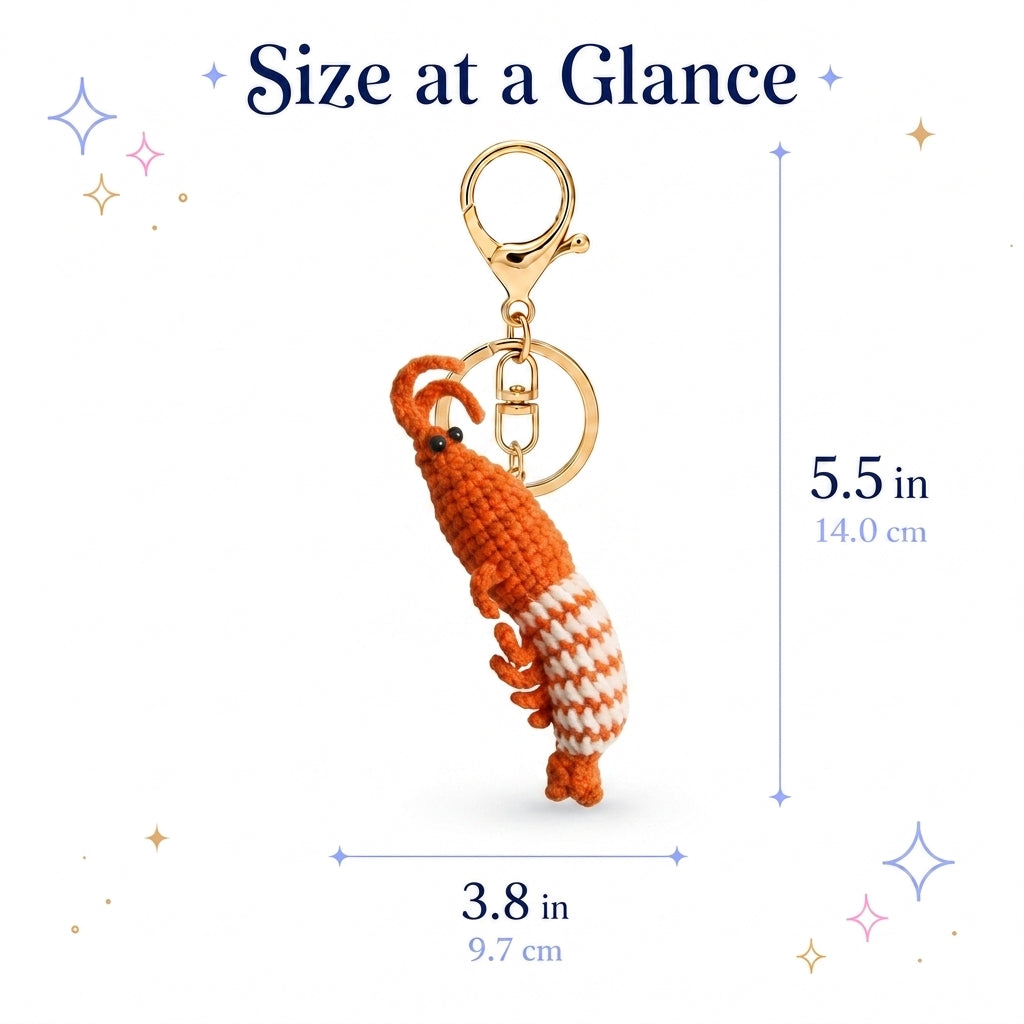 Shrimp Crochet Keychain - Prawn Bag Charm