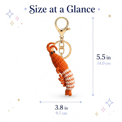 Shrimp Crochet Keychain - Prawn Bag Charm