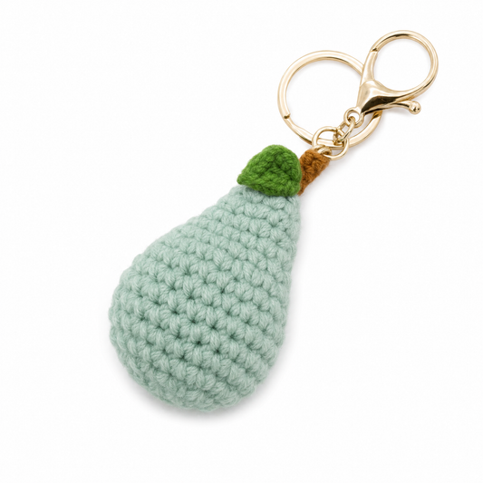 Hand-Crochet Pear Keychain Ready to Tag Along Anywhere
