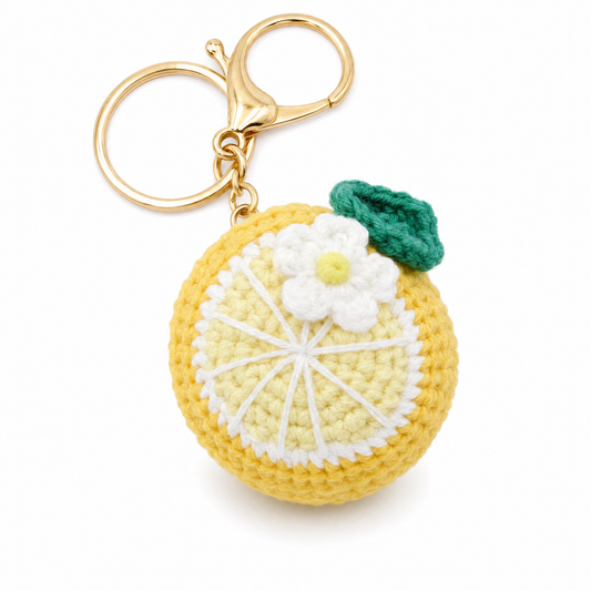 Hand-Crochet Lemon Keychain - Lemon Blossom