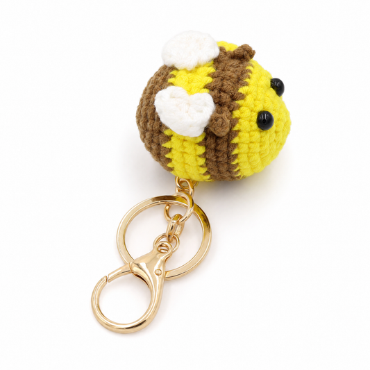 Hand-Crochet Bee Mine Yarn Keychain with Removable Charm Set