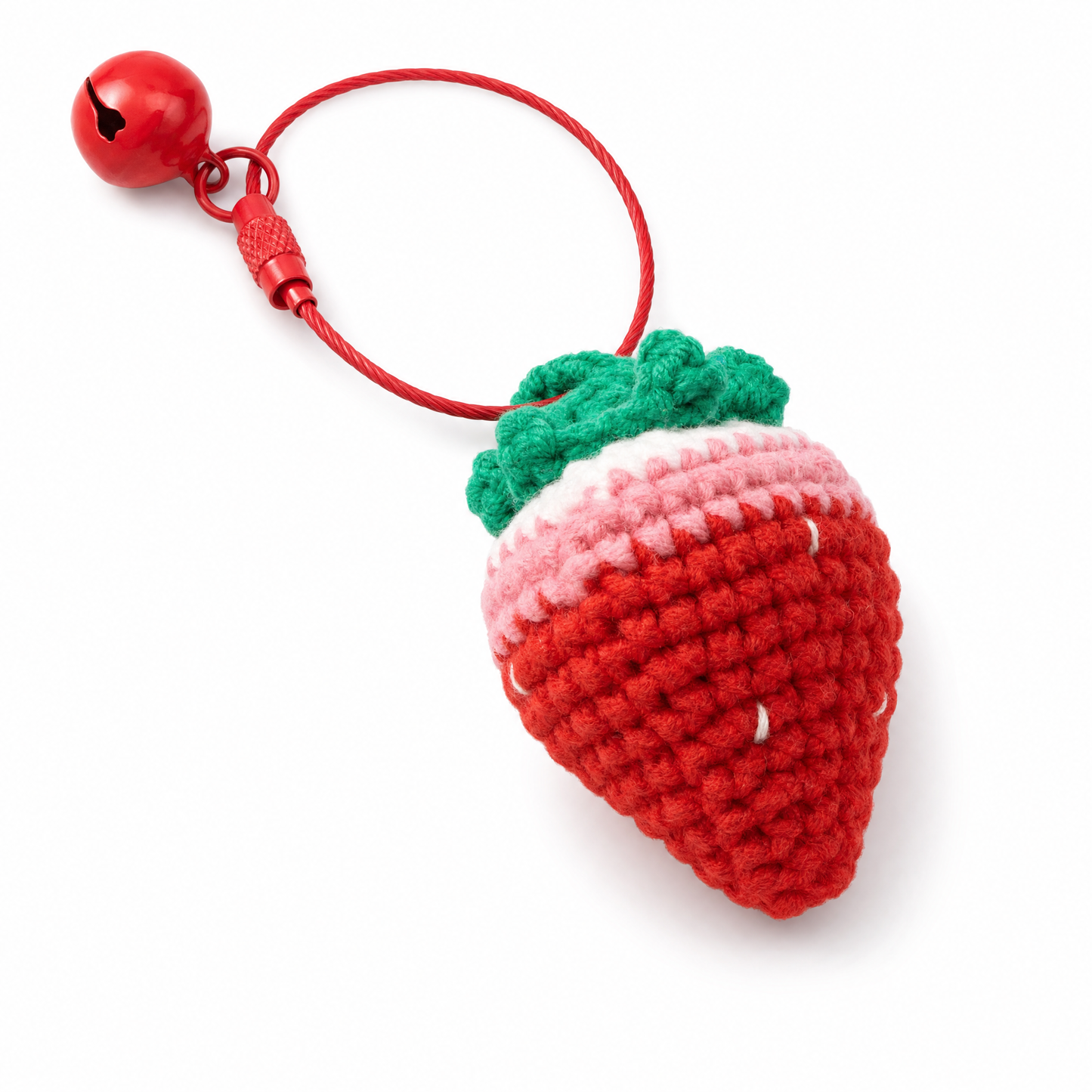 Hand-Crochet Strawberry Keychain - Sweet & Stylish Key Accessory