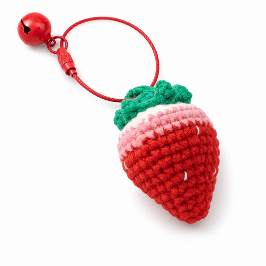 Hand-Crochet Strawberry Keychain - Sweet & Stylish Key Accessory
