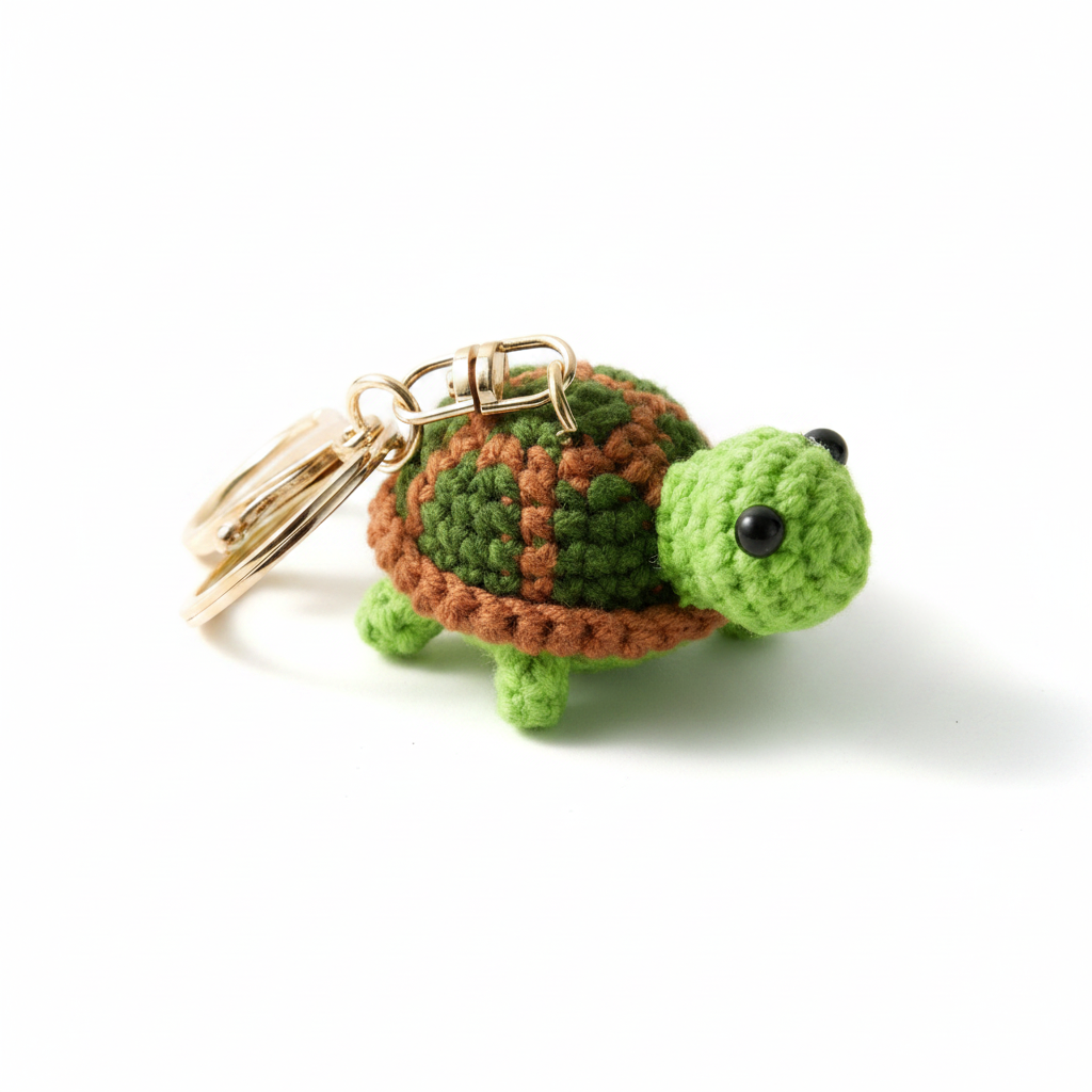 Hand-Crochet Turtle Keychain for a Peaceful Touch
