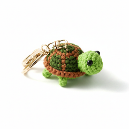 Hand-Crochet Turtle Keychain for a Peaceful Touch