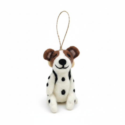 Hand-Felted Wool Hiking Dog Ornament - Handmade in Nepal