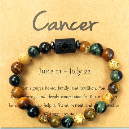 12 Zodiac Astrology Birthday Signs Charm Stone Bracelet