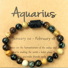 Load image into Gallery viewer, 12 Zodiac Astrology Birthday Signs Charm Stone Bracelet
