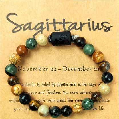 12 Zodiac Astrology Birthday Signs Charm Stone Bracelet