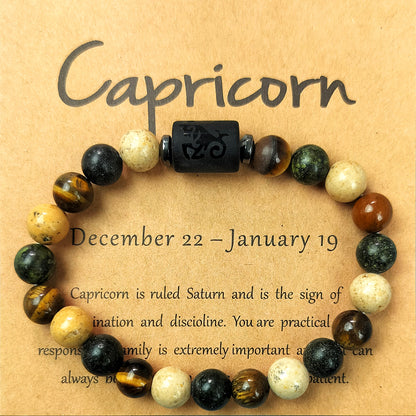12 Zodiac Astrology Birthday Signs Charm Stone Bracelet