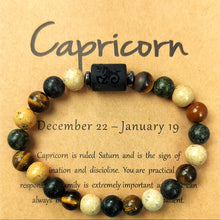 Load image into Gallery viewer, 12 Zodiac Astrology Birthday Signs Charm Stone Bracelet
