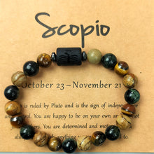 Load image into Gallery viewer, 12 Zodiac Astrology Birthday Signs Charm Stone Bracelet
