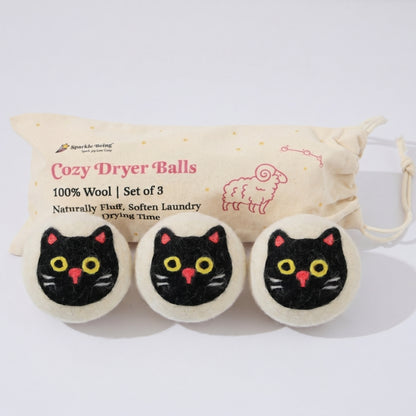 Black Cat Eco Wool Dryer Balls – Set of 3