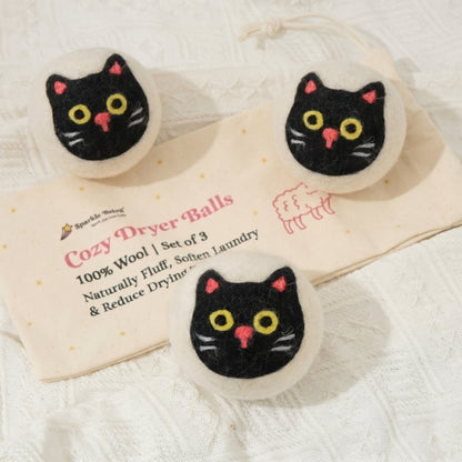 Black Cat Eco Wool Dryer Balls – Set of 3