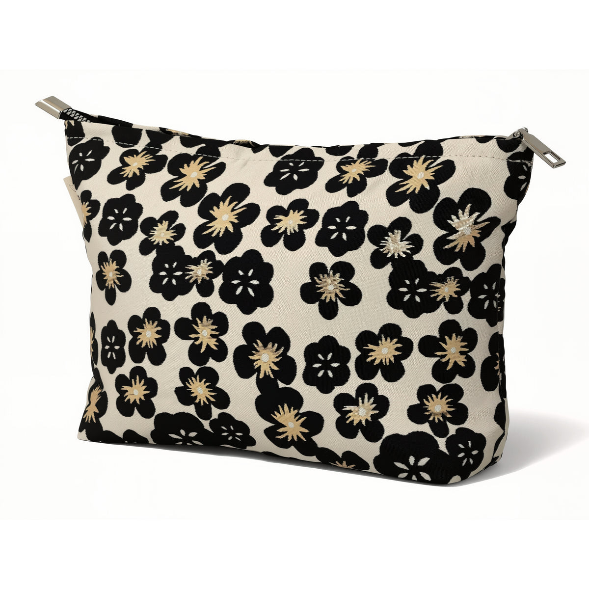 Black Plum Blossom Toiletry / Makeup Bag - Travel-Friendly Cosmetic Bag