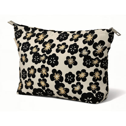 Black Plum Blossom Toiletry / Makeup Bag - Travel-Friendly Cosmetic Bag
