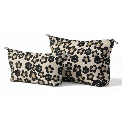 Black Plum Blossom Toiletry / Makeup Bag - Travel-Friendly Cosmetic Bag