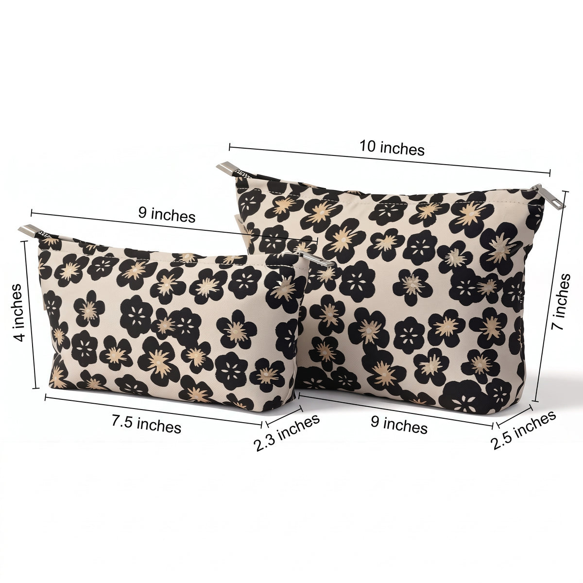 Black Plum Blossom Toiletry / Makeup Bag - Travel-Friendly Cosmetic Bag