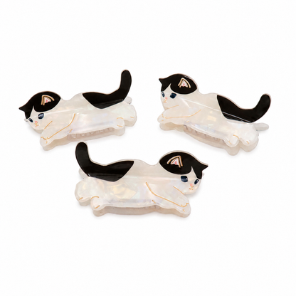 Black & White Tuxedo Cat Hair Claw Clip