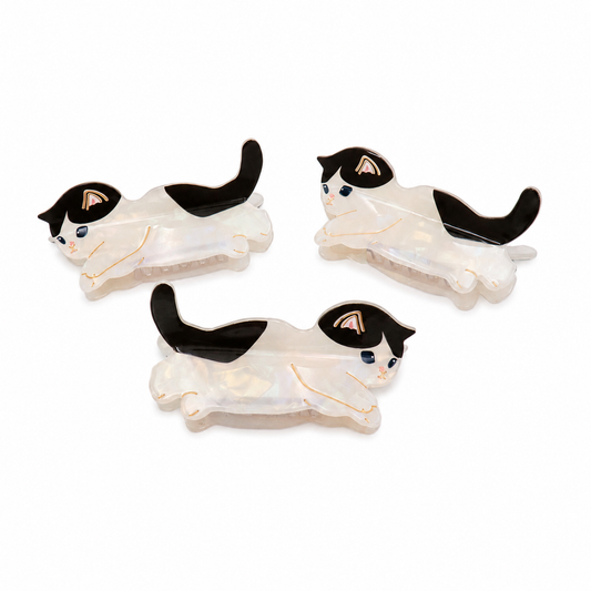 Black & White Tuxedo Cat Hair Claw Clip