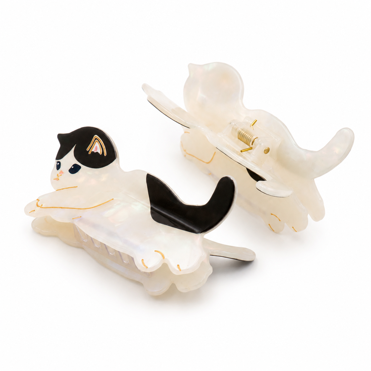 Black & White Tuxedo Cat Hair Claw Clip