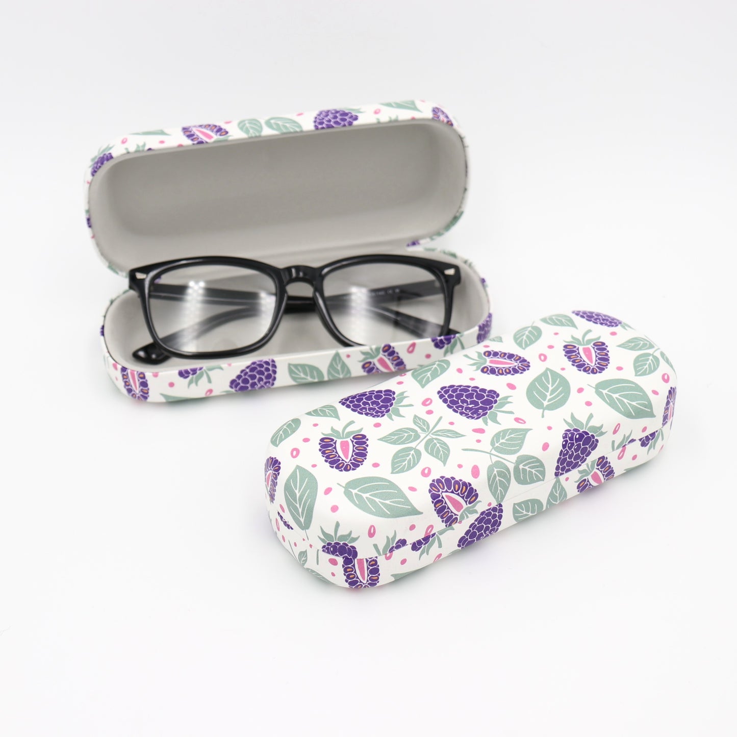 Blackberry Pattern Hard Shell Glasses Case – Fruit Eyeglass Box with Soft Lining