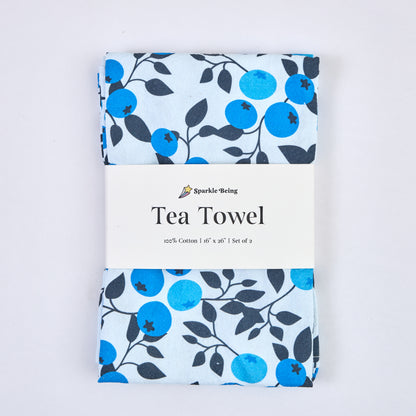 Tea Towels for a Cute Kitchen – Blueberry Bliss (Set of 2) | 100% Cotton, Absorbent & Eco-Friendly