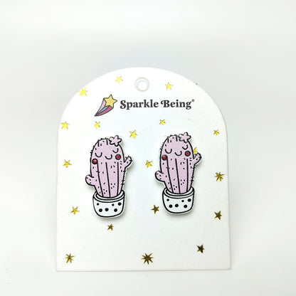 Blushing Pink Cactus Stud Earrings