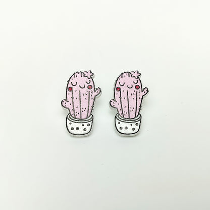 Blushing Pink Cactus Stud Earrings