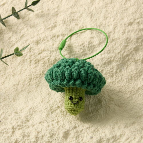 Hand-Knitted-Broccoli- vegetables-cabbage-Keychain