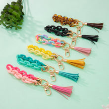 Load image into Gallery viewer, Candy-colored Acrylic Chain Tassel Keychain Bracelets

