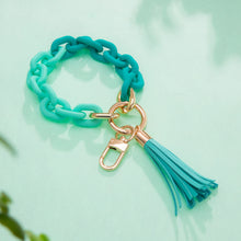 Load image into Gallery viewer, Candy-colored Acrylic Chain Tassel Keychain Bracelets

