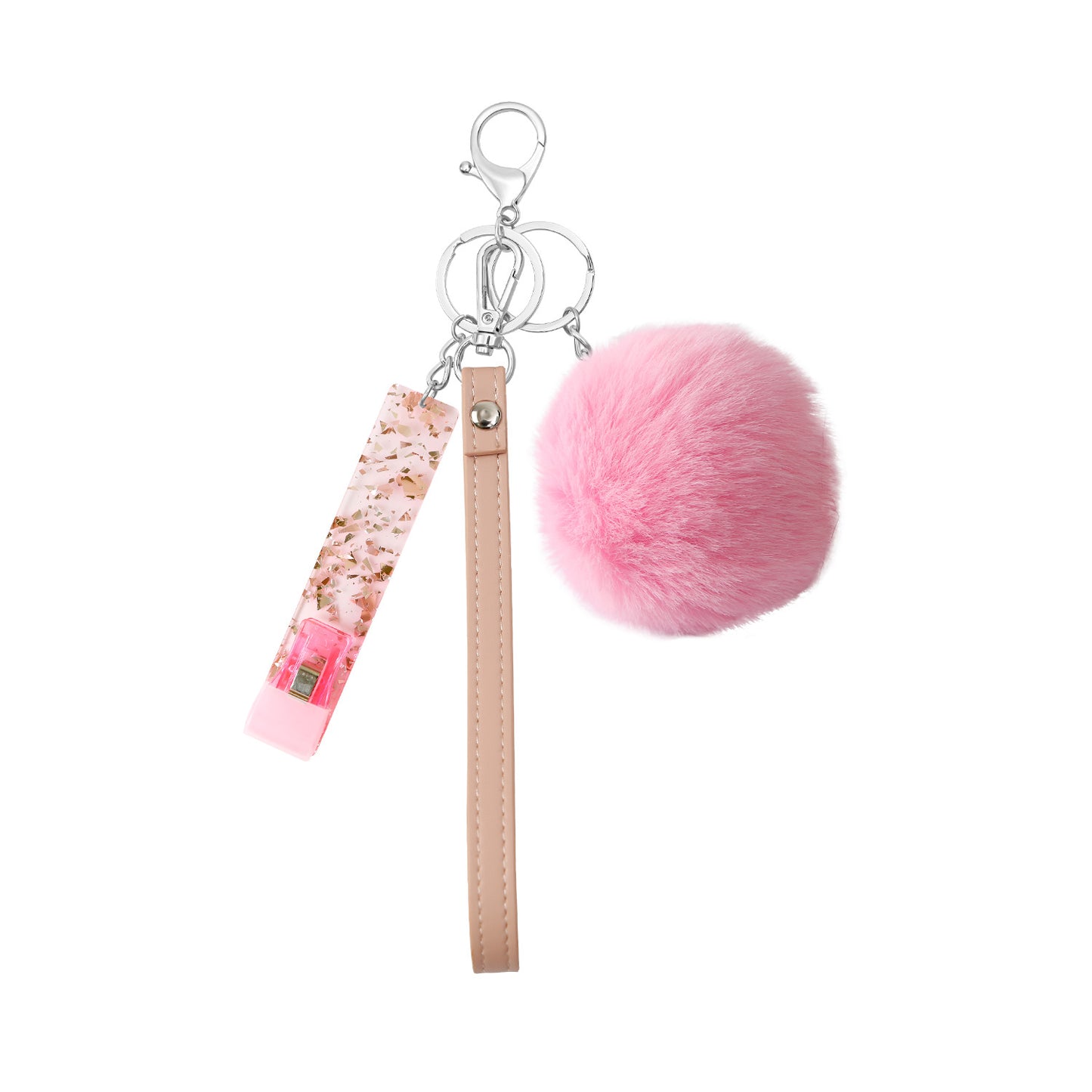 Card Grabber Pom-Pom Keychain - Long Nail Helper Tool