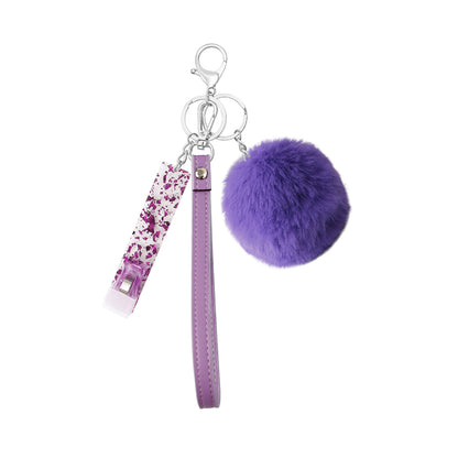 Card Grabber Pom-Pom Keychain - Long Nail Helper Tool