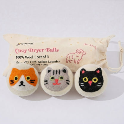 Cat Eco Wool Laundry Dryer Balls – Set of 3