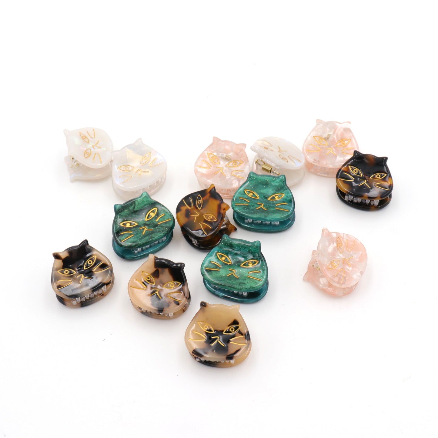 1 Inch Cat Head Acetate Hair Claw & Hair Clip - Set of 3