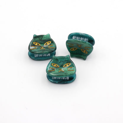 1 Inch Cat Head Acetate Hair Claw & Hair Clip - Set of 3