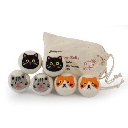 Cat Eco Wool Laundry Dryer Balls – Set of 6