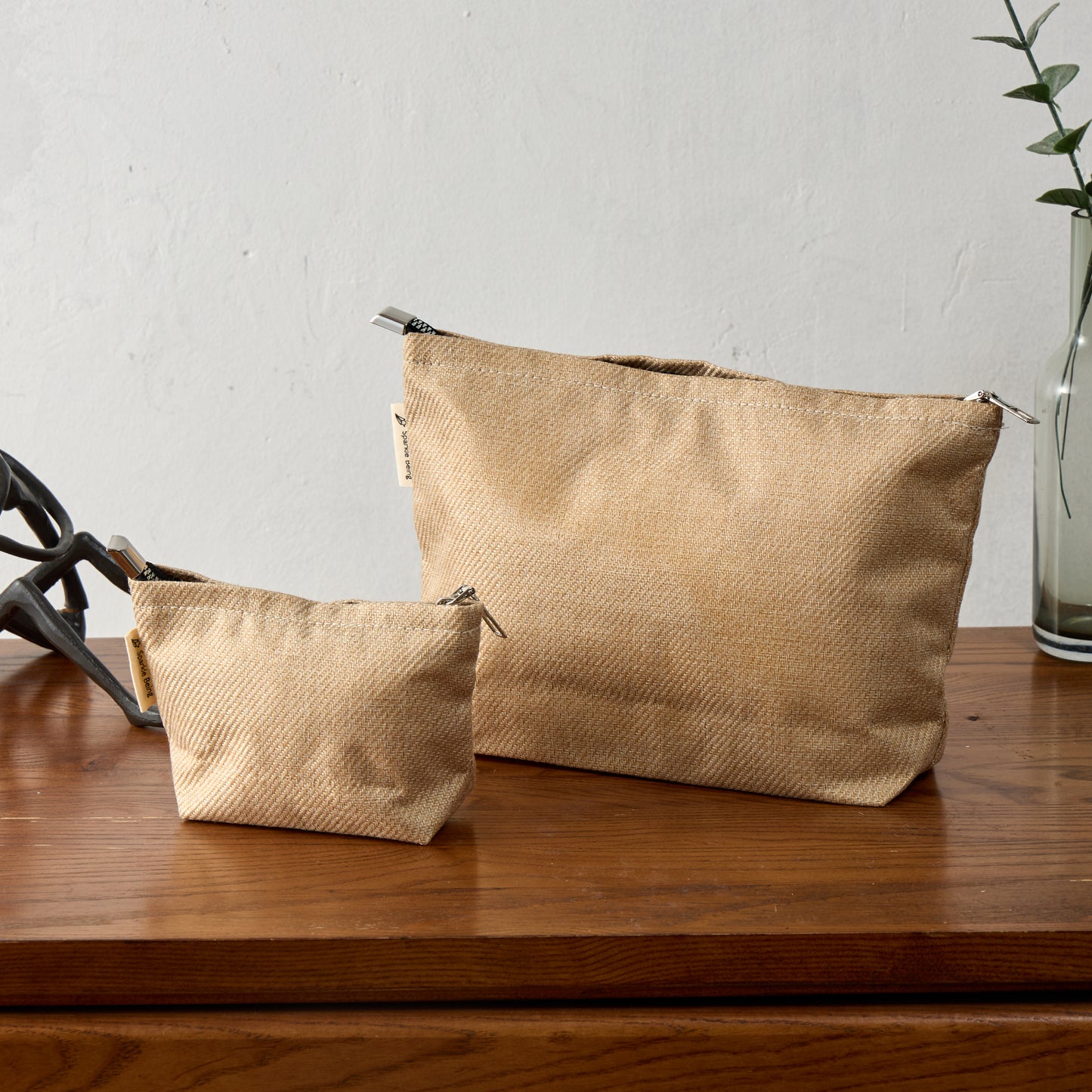 Linen-Look Makeup Pouch Cosmetic Bag Set