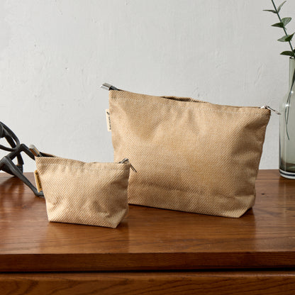 Linen-Look Makeup Pouch Cosmetic Bag Set