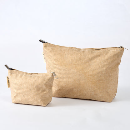 Linen-Look Makeup Pouch Cosmetic Bag Set